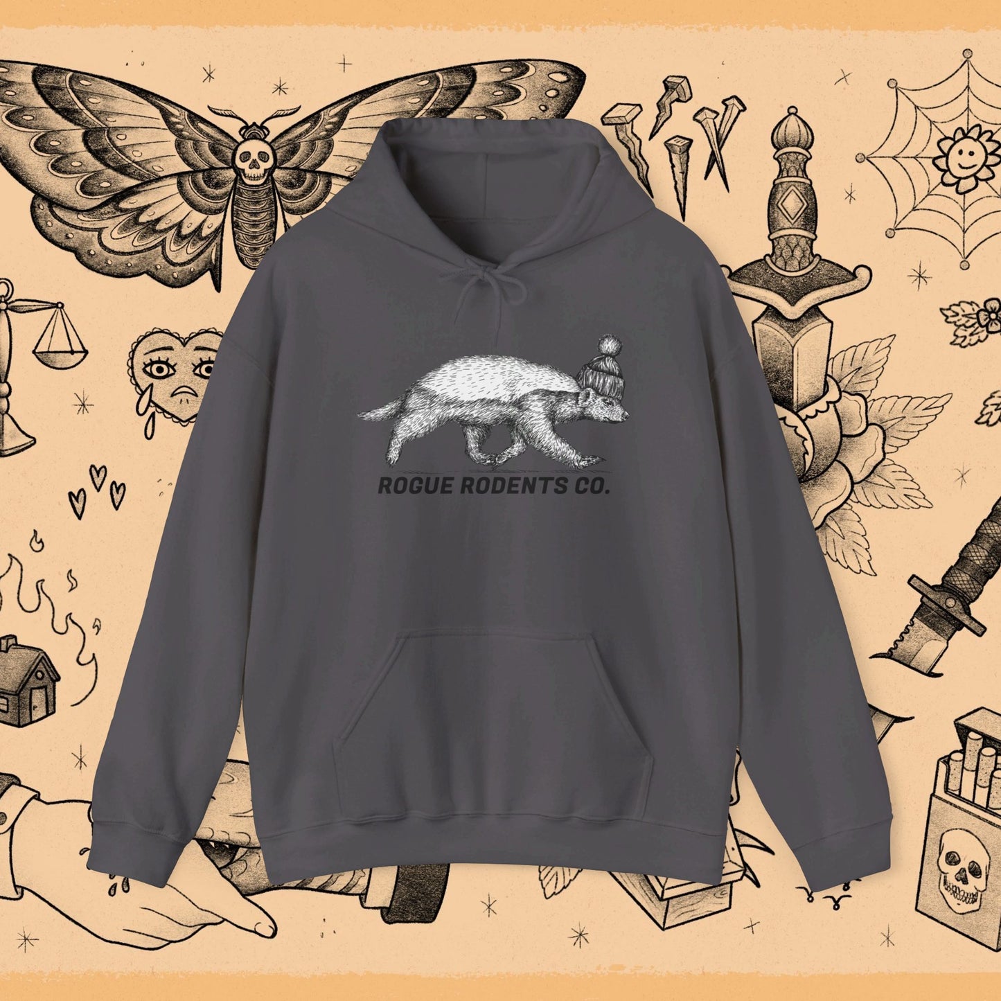 Honey Badger Hoodie: Mischievous Master in a beanie