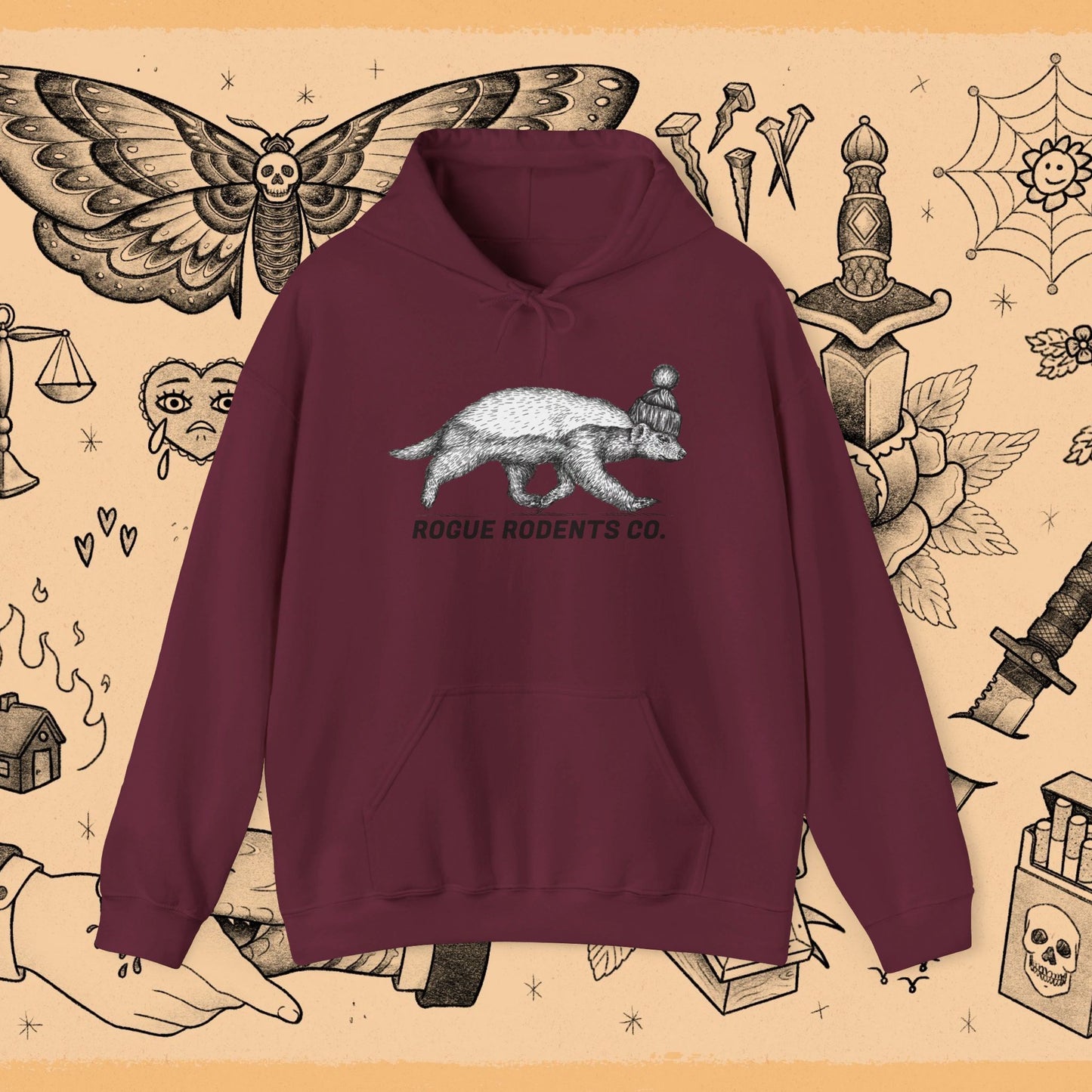 Honey Badger Hoodie: Mischievous Master in a beanie