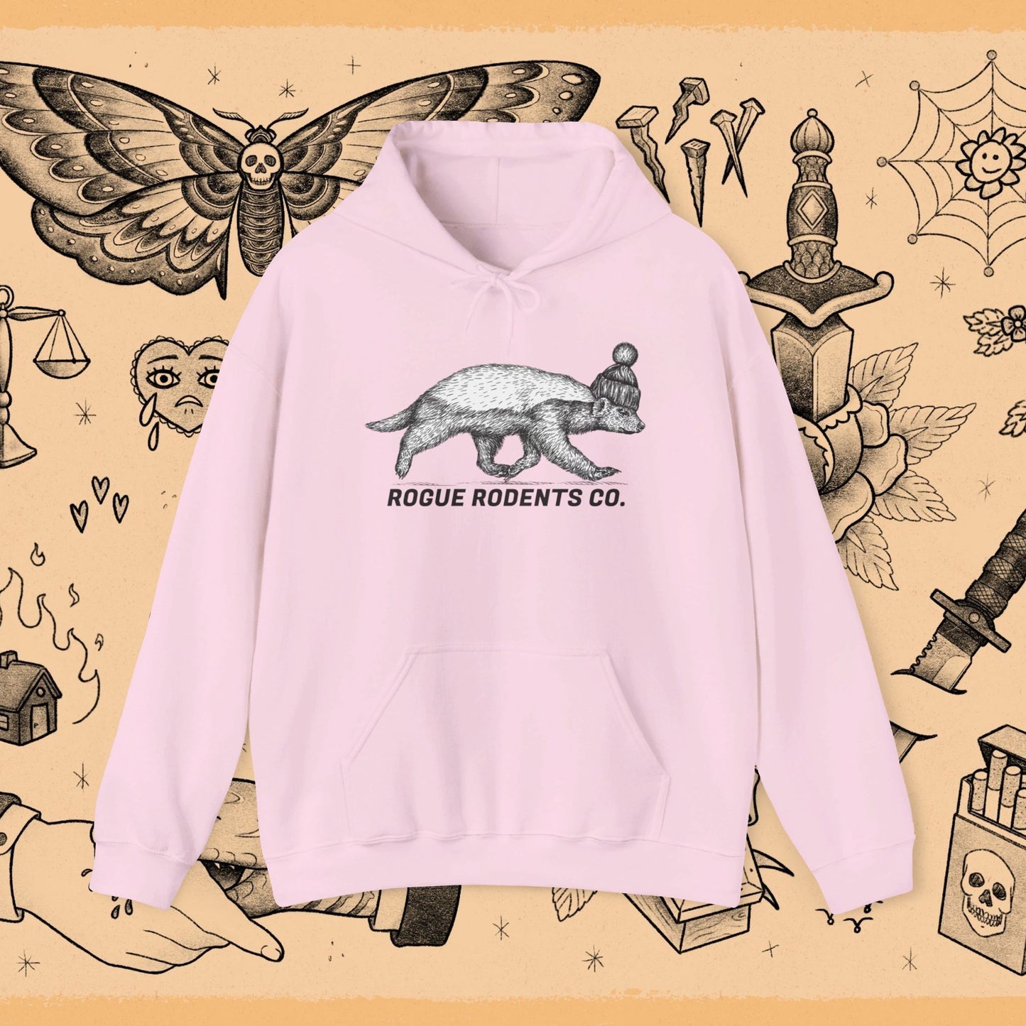 Honey Badger Hoodie: Mischievous Master in a beanie