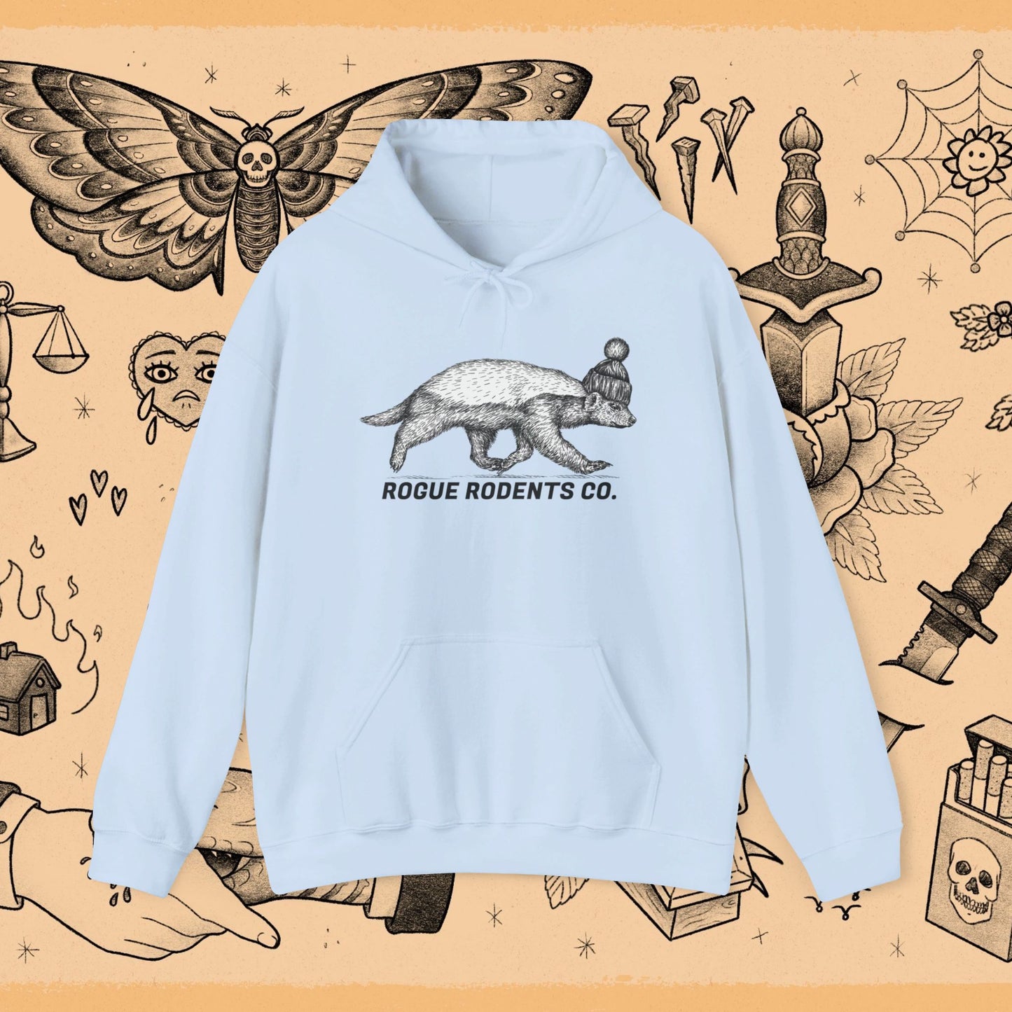 Honey Badger Hoodie: Mischievous Master in a beanie