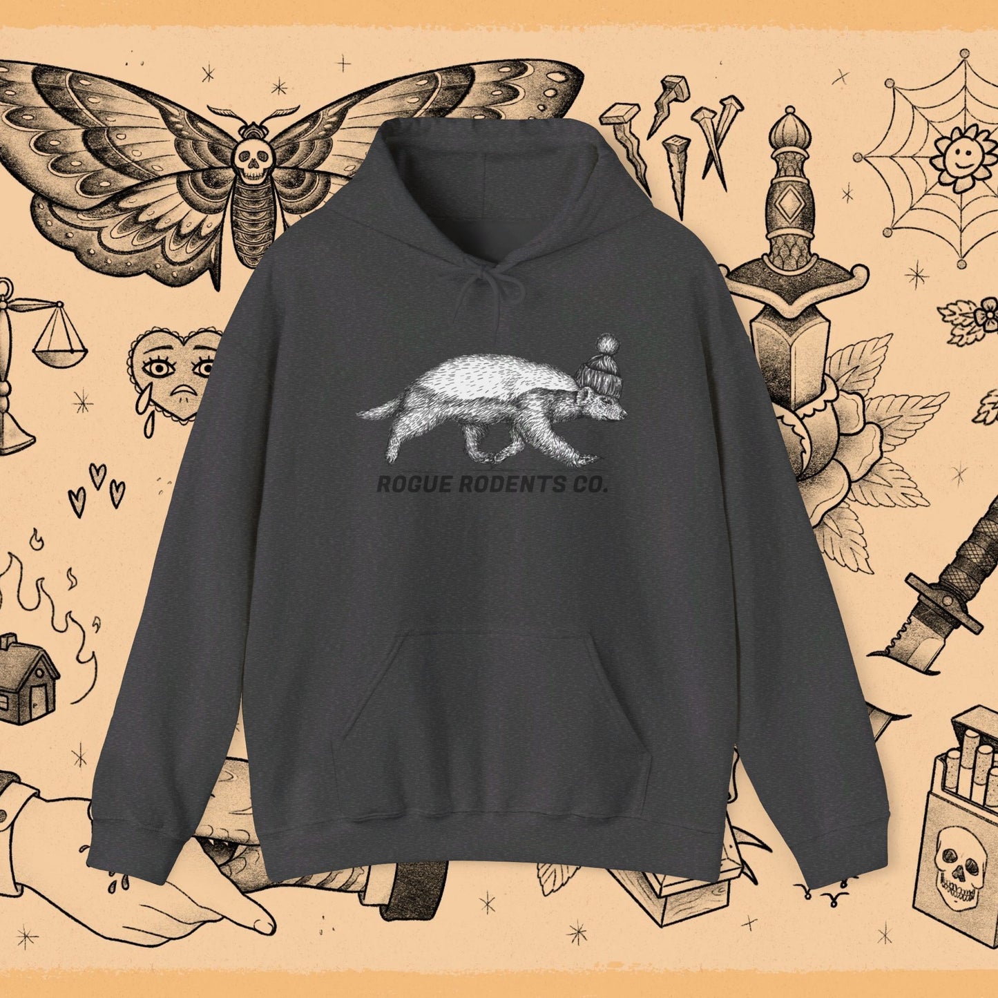 Honey Badger Hoodie: Mischievous Master in a beanie