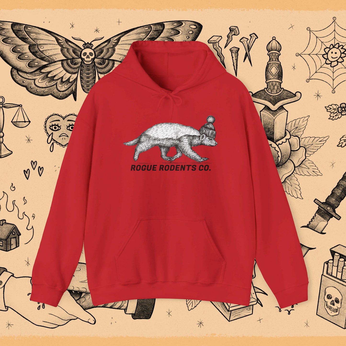 Honey Badger Hoodie: Mischievous Master in a beanie